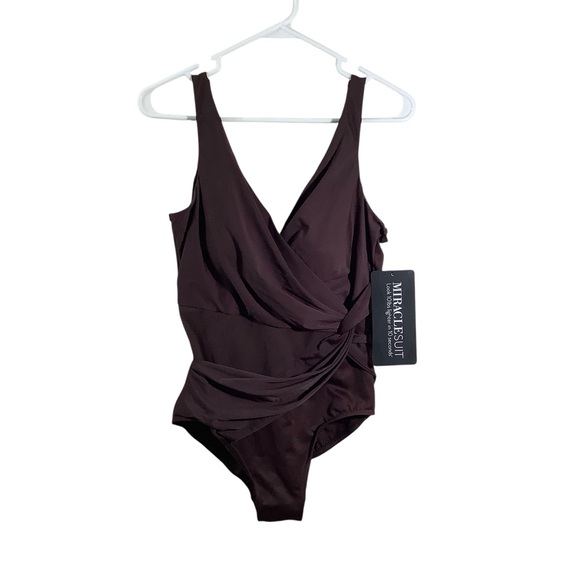 Miraclesuit Other - Miraclesuit Esmeralda One Piece Swimsuit Twisted Front V-Neck in Sumatra Brown